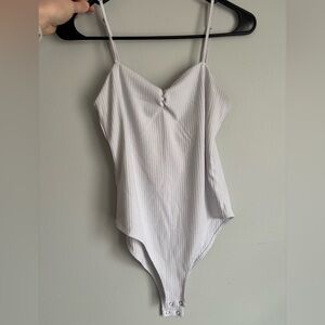 Forever 21 White Ribbed Bodysuit